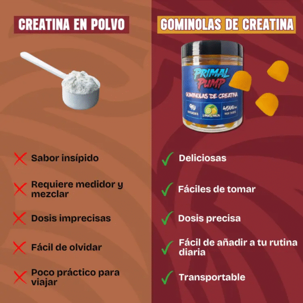 Gominolas de Creatina 4,5g - Primal Pump - Creatina en Gominola - Gomitas de Creatina Monohidratada Sin Az??car Sin Gluten -F??ciles de Llevar - Suplementos Hombre y Mujer - Suplementos Gym - Suplementos Deportivos - Amino??cidos - Fuerza, Hipertrofia y Foco – Bild 4